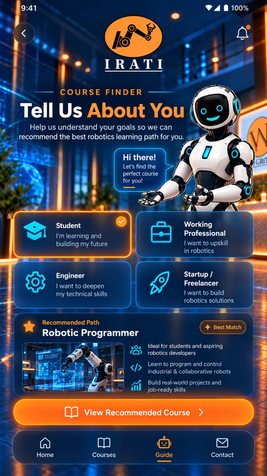 Robotics training programme details