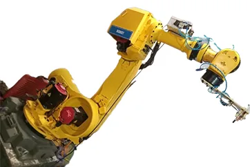 An industrial robotic arm prepared for an event installation