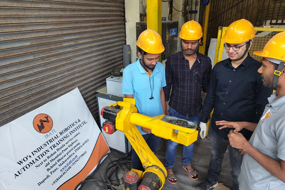 An industrial robotics class in progress at IRATI, Dapodi, Pune